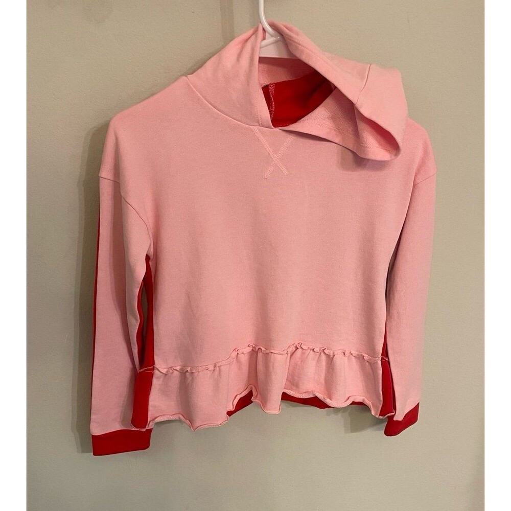 Rockets of Awesome Girl Color Block Pink & Red Sweatshirt with Hood Size Youth 8